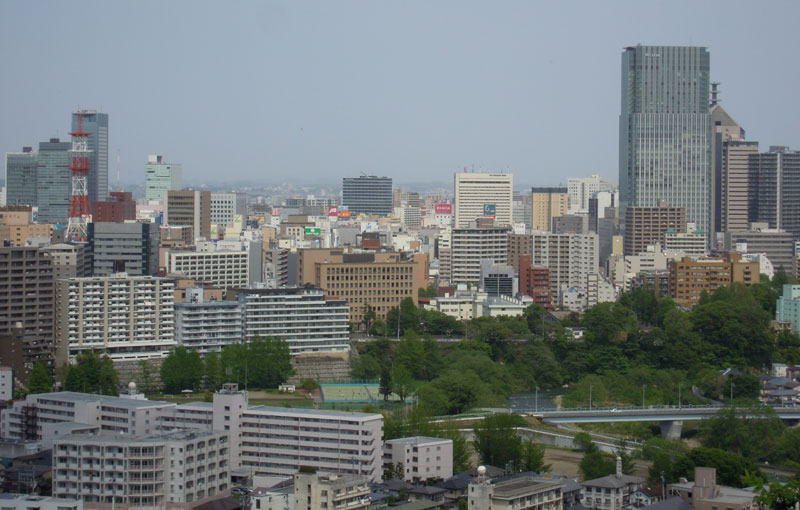 青葉城跡からの眺望「仙台トラストシティ／仙台トラストタワー」